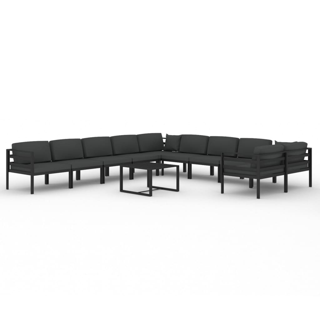 vidaXL 11 Piece Patio Lounge Set with Cushions Aluminum Anthracite