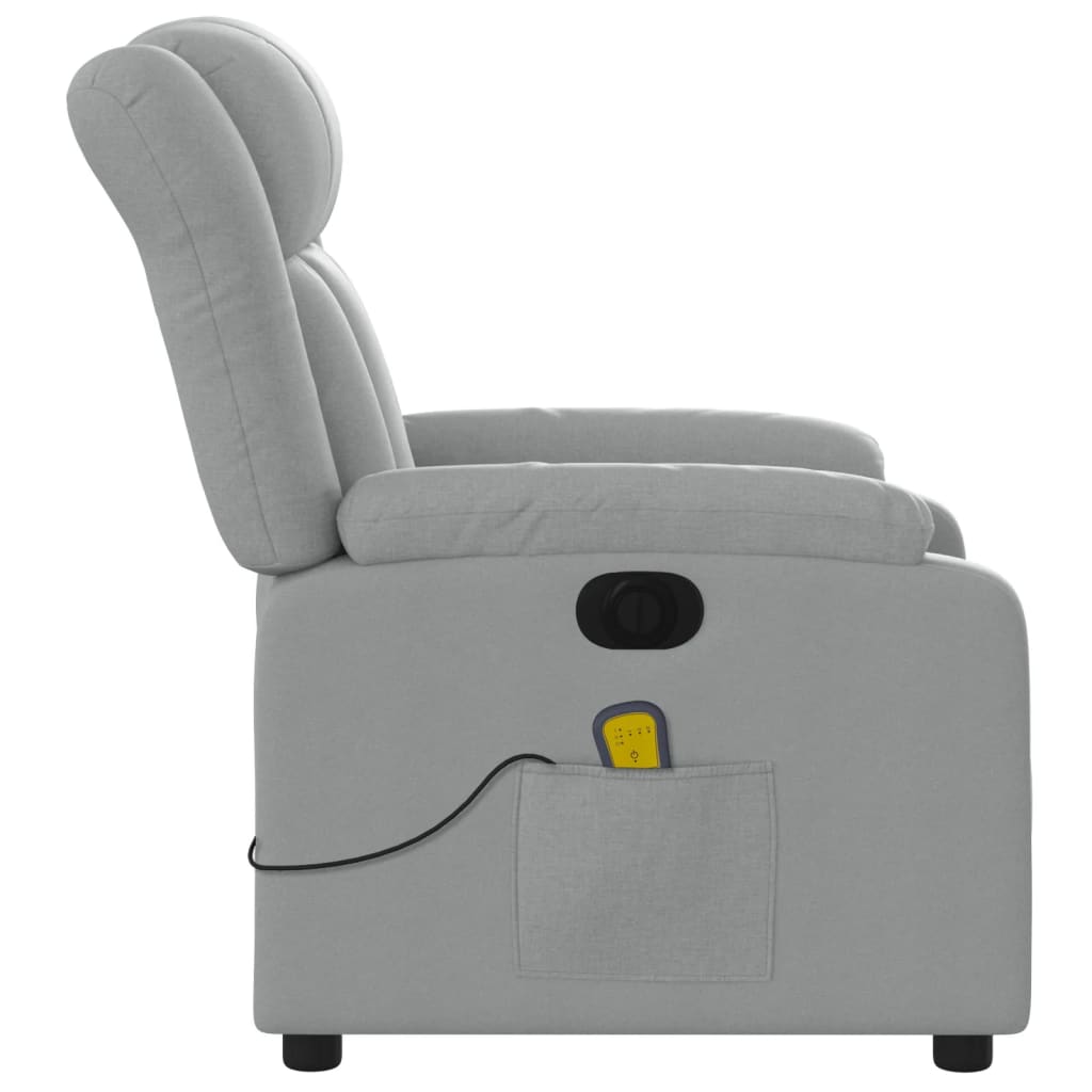 vidaXL Electric Massage Recliner Chair Light Gray Fabric