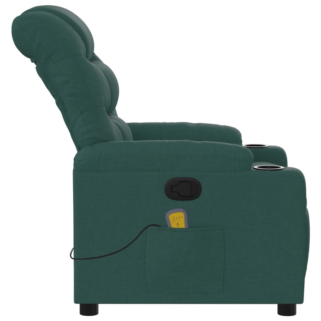 vidaXL Massage Recliner Chair Dark Green Fabric