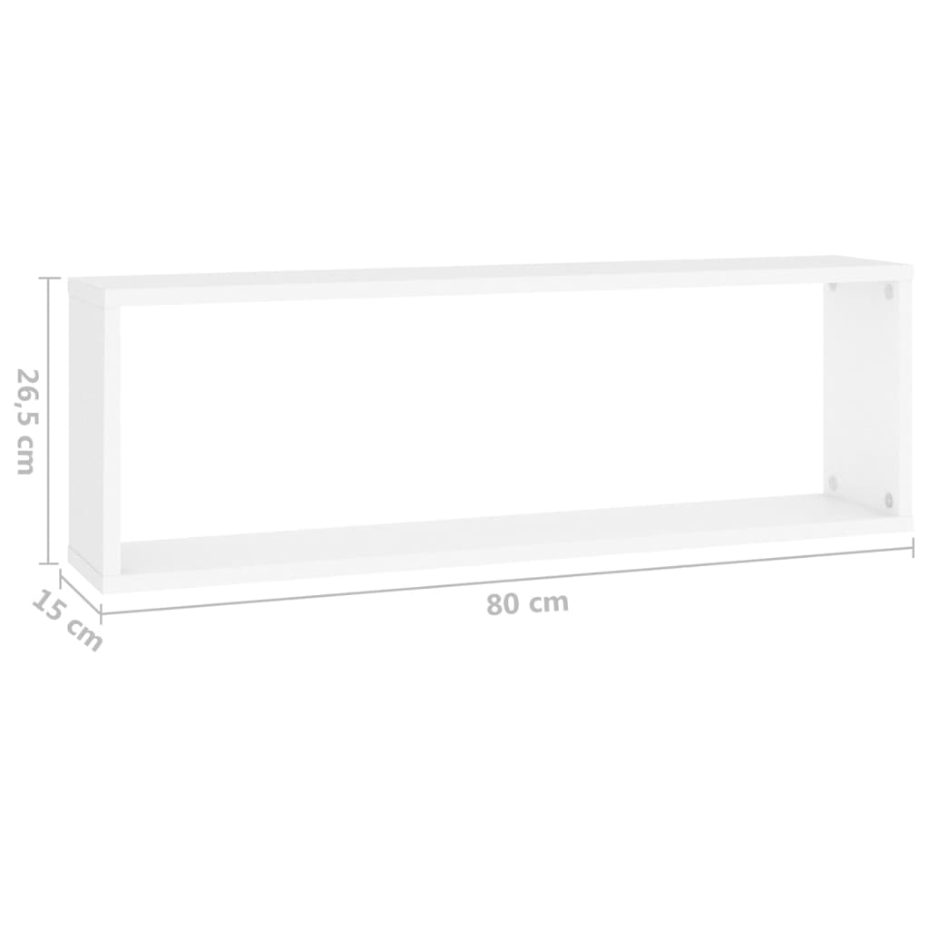 vidaXL Wall Cube Shelves 2 pcs White 31.5"x5.9"x10.4" Engineered Wood