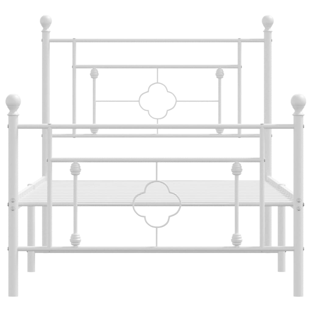 vidaXL Metal Bed Frame without Mattress with Footboard White 39.4"x78.7"