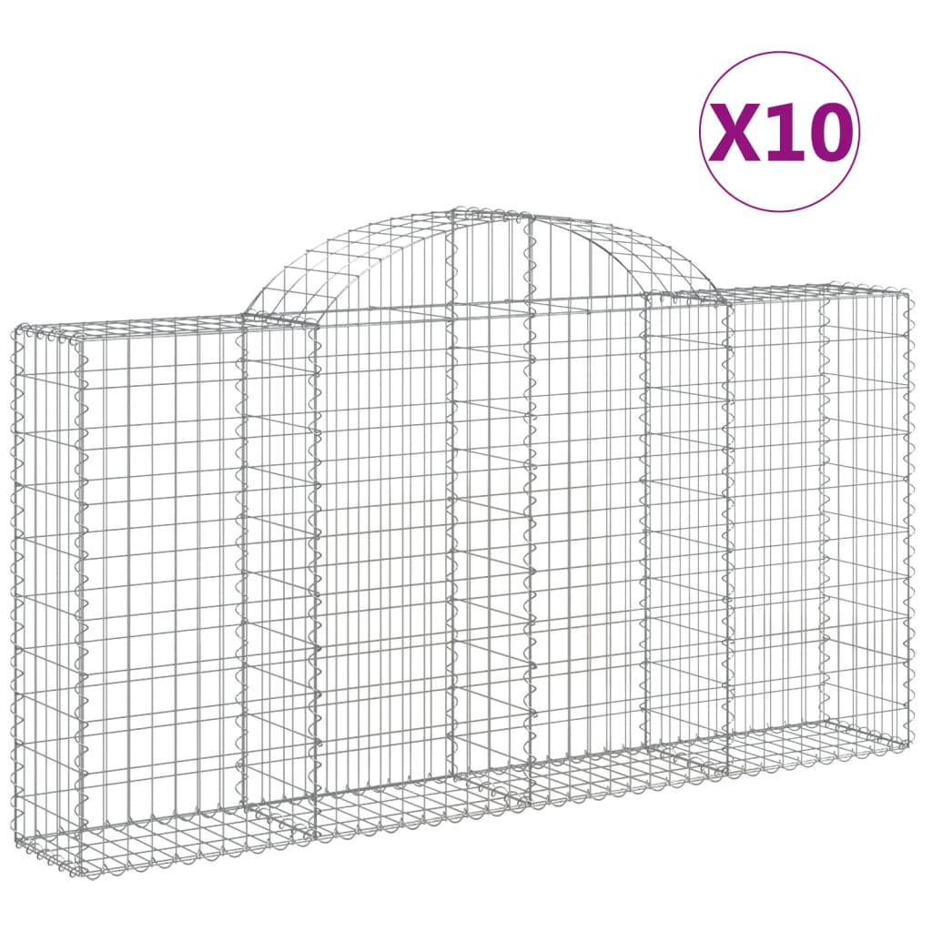 vidaXL Arched Gabion Baskets 10 pcs 78.7"x11.8"x39.4"/47.2" Galvanized Iron