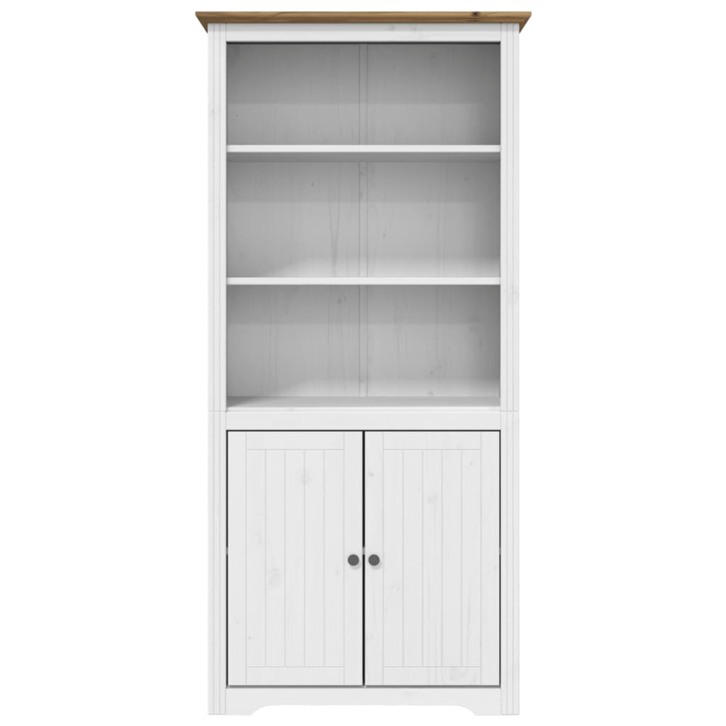 vidaXL Bookcase BODO White and Brown 32.3"x15.7"x68.1" Solid Wood Pine