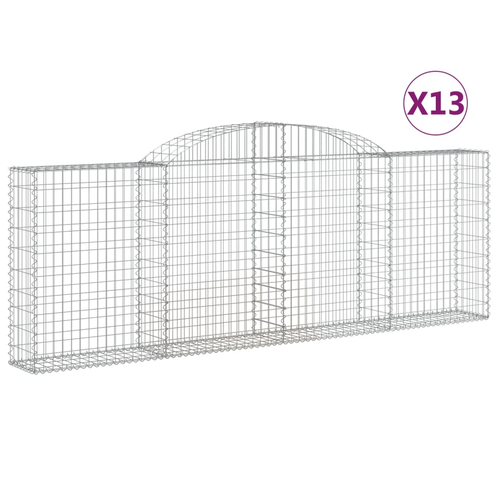 vidaXL Arched Gabion Baskets 13 pcs 118.1"x11.8"x39.4"/47.2" Galvanized Iron