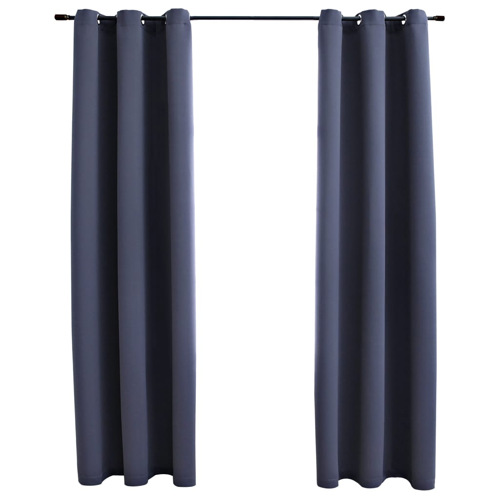 vidaXL Blackout Curtains with Rings 2 pcs Anthracite 37"x84" Fabric