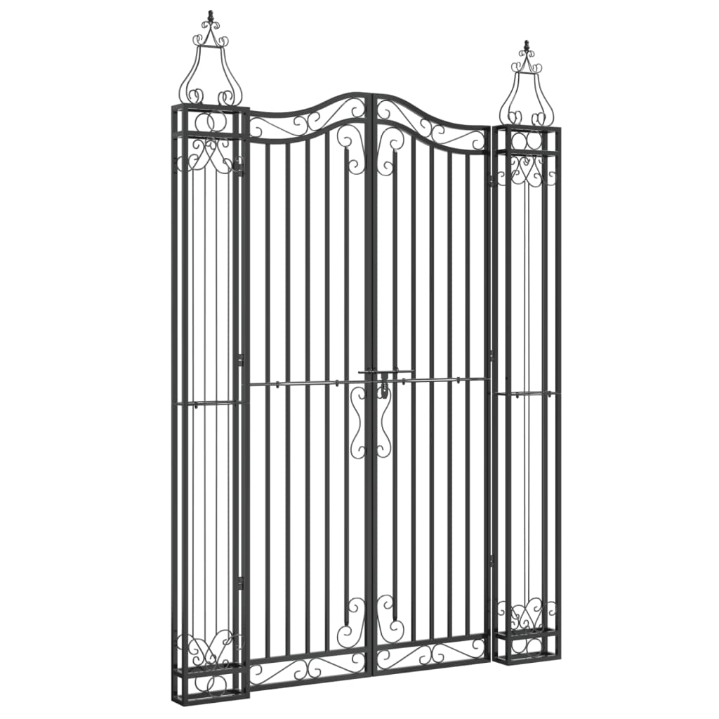 vidaXL Garden Gate Black 47.6"x3.1"x70.9" Wrought Iron