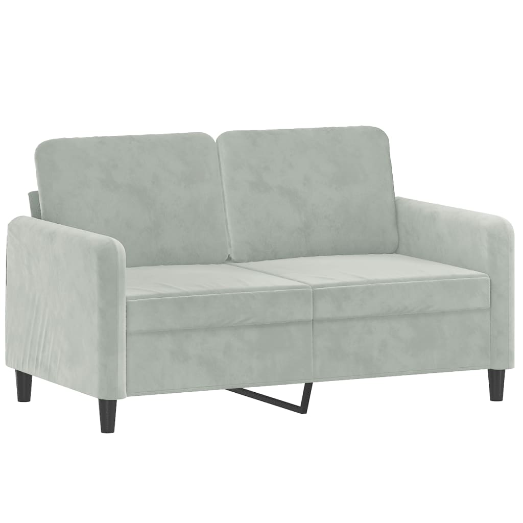 vidaXL 2-Seater Sofa with Throw Pillows Light Gray 47.2" Velvet