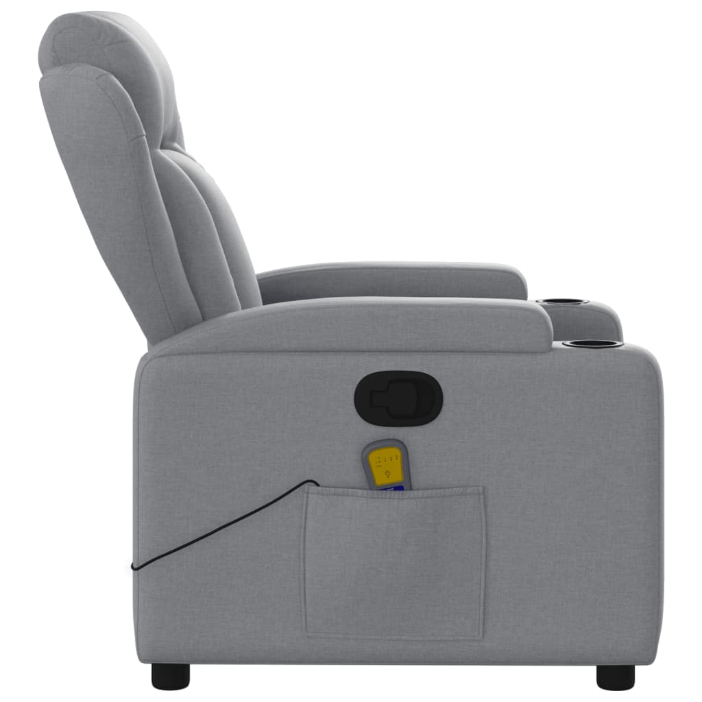 vidaXL Massage Recliner Chair Light Gray Fabric