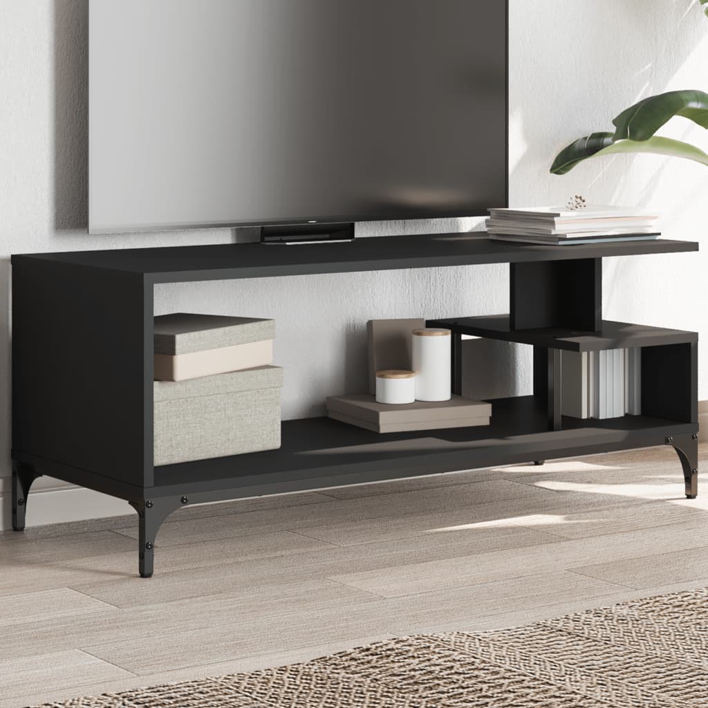 vidaXL TV Stand Black 40.2"x15.7"x16.1" Engineered Wood and Powder-coated Steel