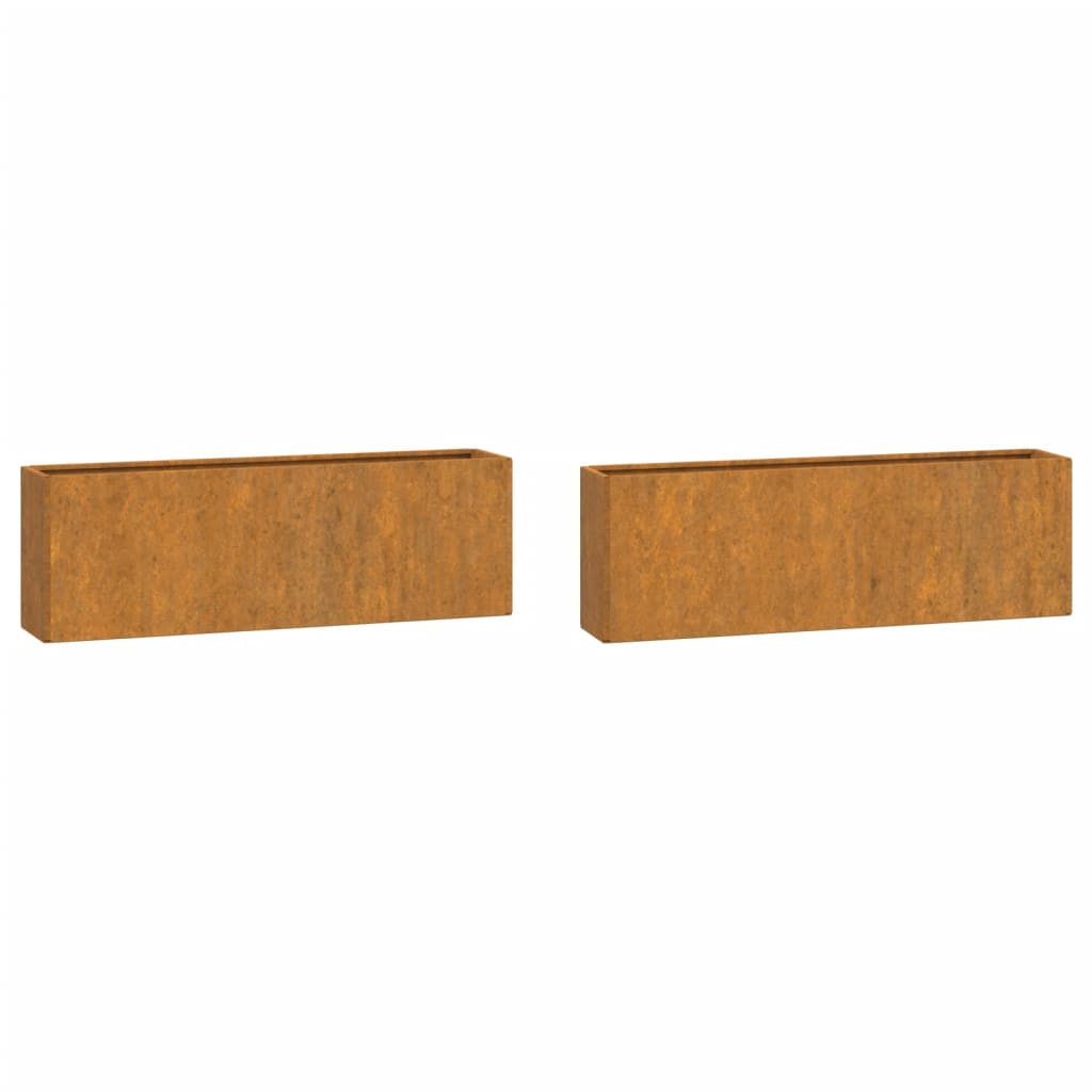 vidaXL Wall Planters 2 pcs Rusty Corten Steel 20.9"x3.9"x6.7"