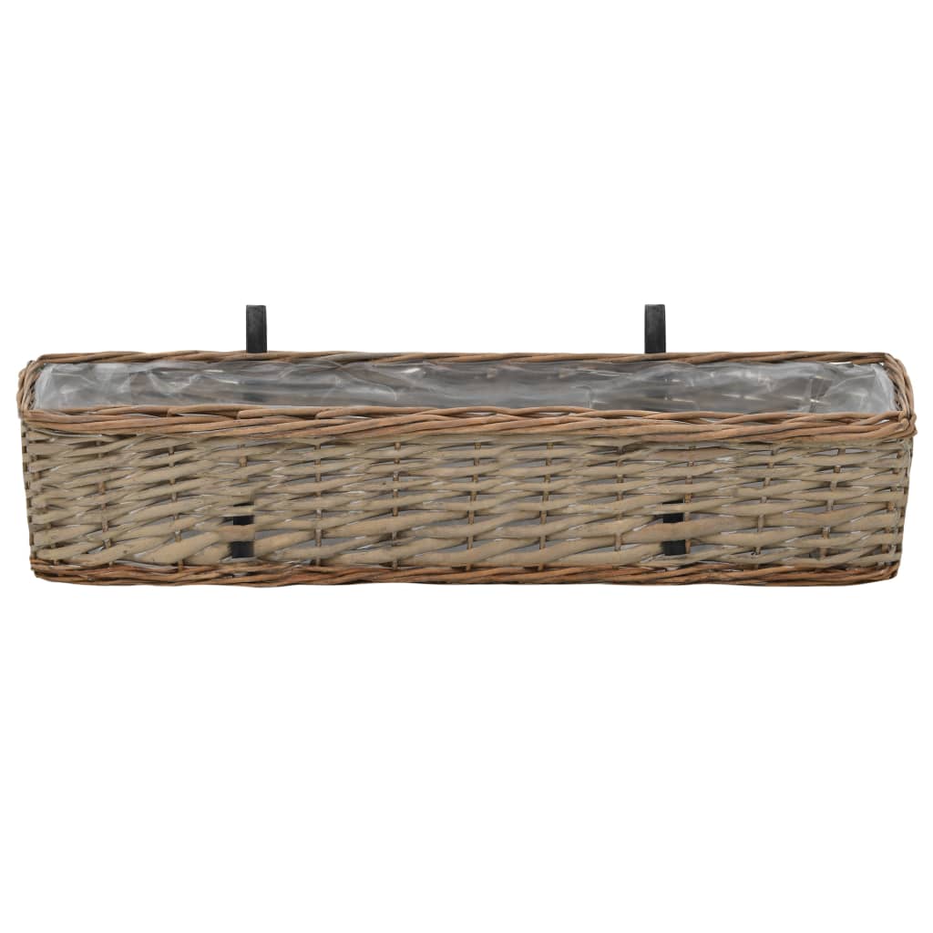 vidaXL Balcony Planter 2 pcs Wicker with PE Lining 31.5"