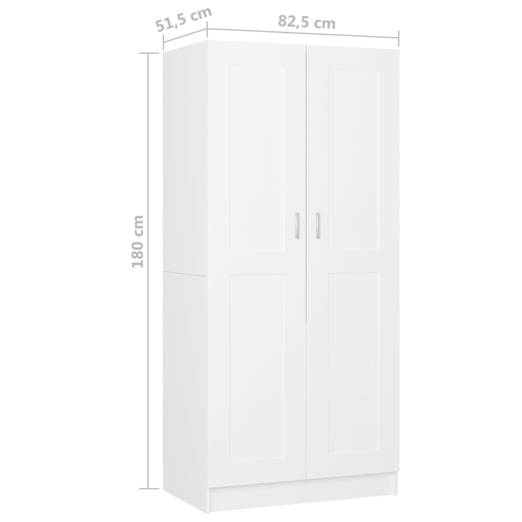 vidaXL Wardrobe White 32.5"x20.3"x70.9" Engineered Wood