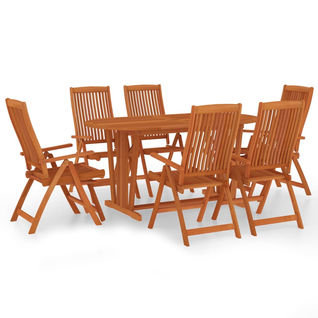 vidaXL 7 Piece Patio Dining Set Solid Wood Eucalyptus