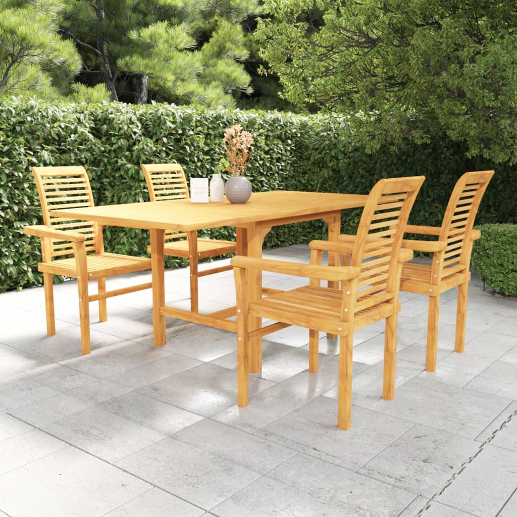 vidaXL 5 Piece Patio Dining Set Solid Teak Wood