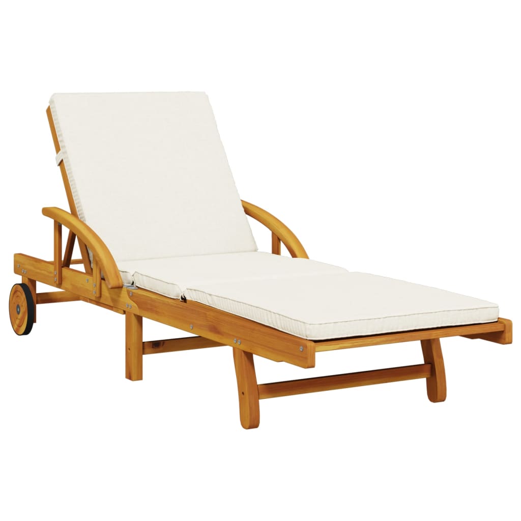 vidaXL Sun Lounger with Cushion and Table Solid Wood Acacia