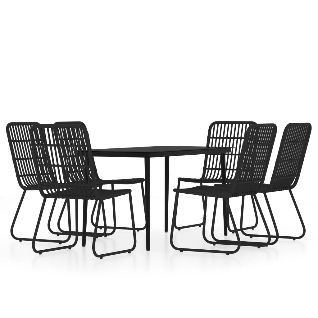 vidaXL 7 Piece Patio Dining Set Black