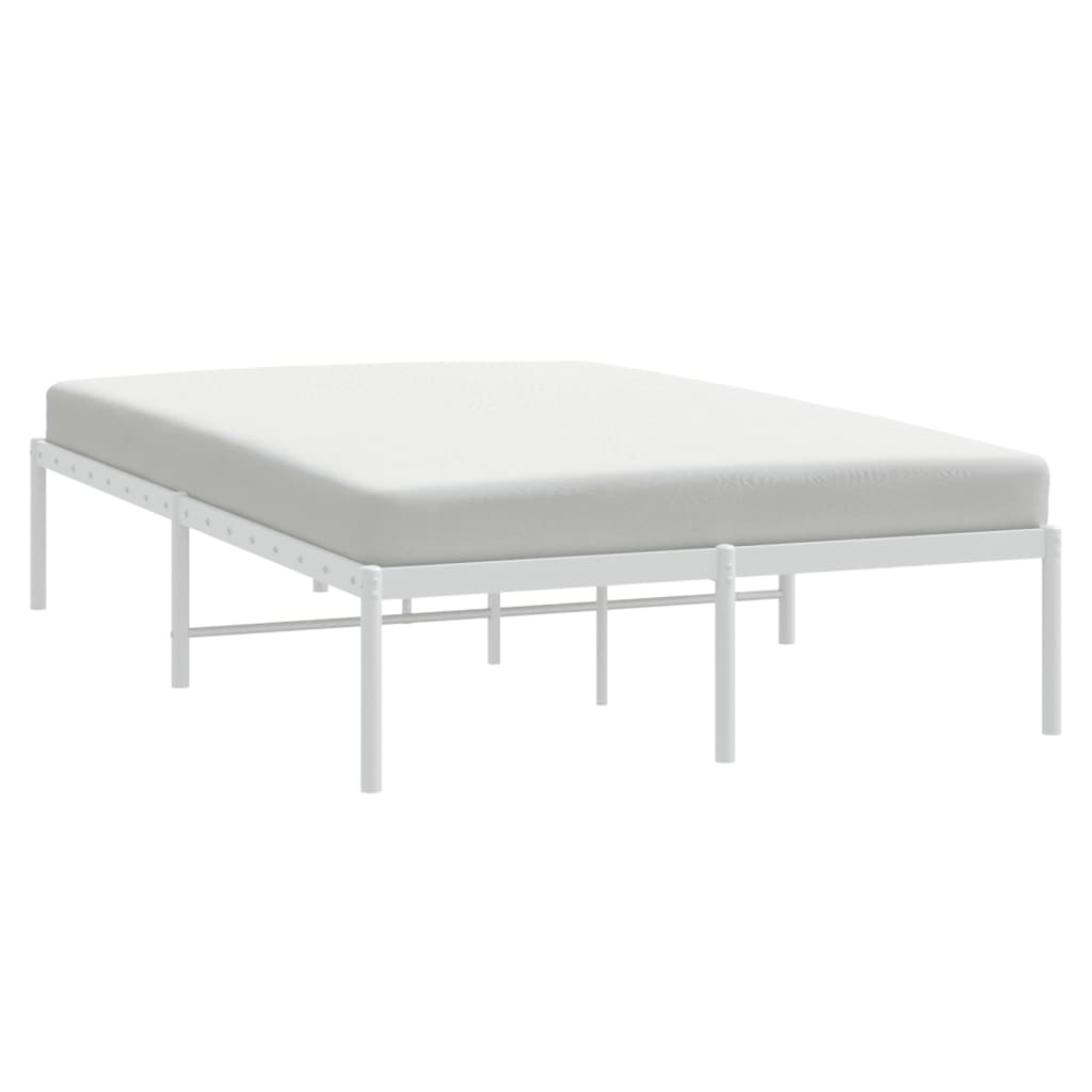 vidaXL Metal Bed Frame without Mattress White 53.1"x74.8"