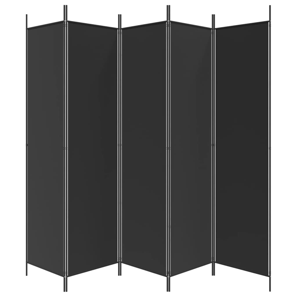 vidaXL 5-Panel Room Divider Black 98.4"x78.7" Fabric