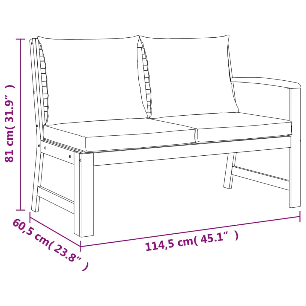 vidaXL 11 Piece Patio Dining Set with Cushions Solid Wood Acacia