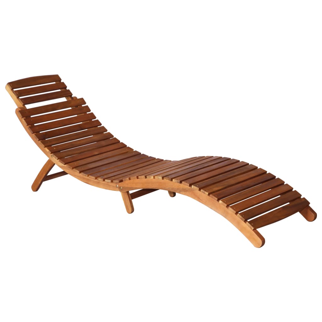 vidaXL Patio Sun Lounger with Table and Cushion Solid Acacia Wood