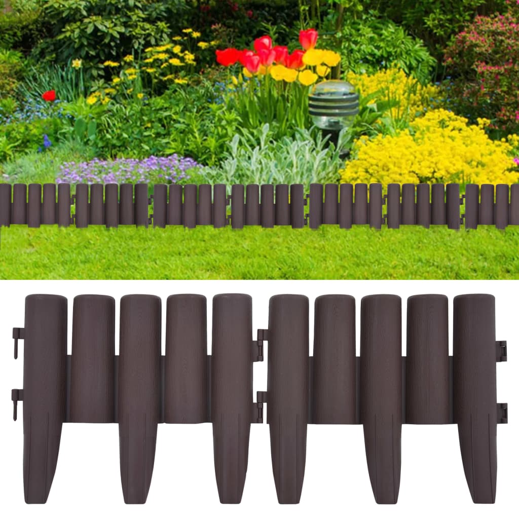 vidaXL Lawn Edgings 36 pcs Brown 393.7" PP