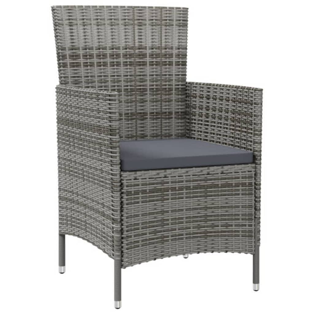 vidaXL 9 Piece Patio Dining Set with Cushions Poly Rattan Gray