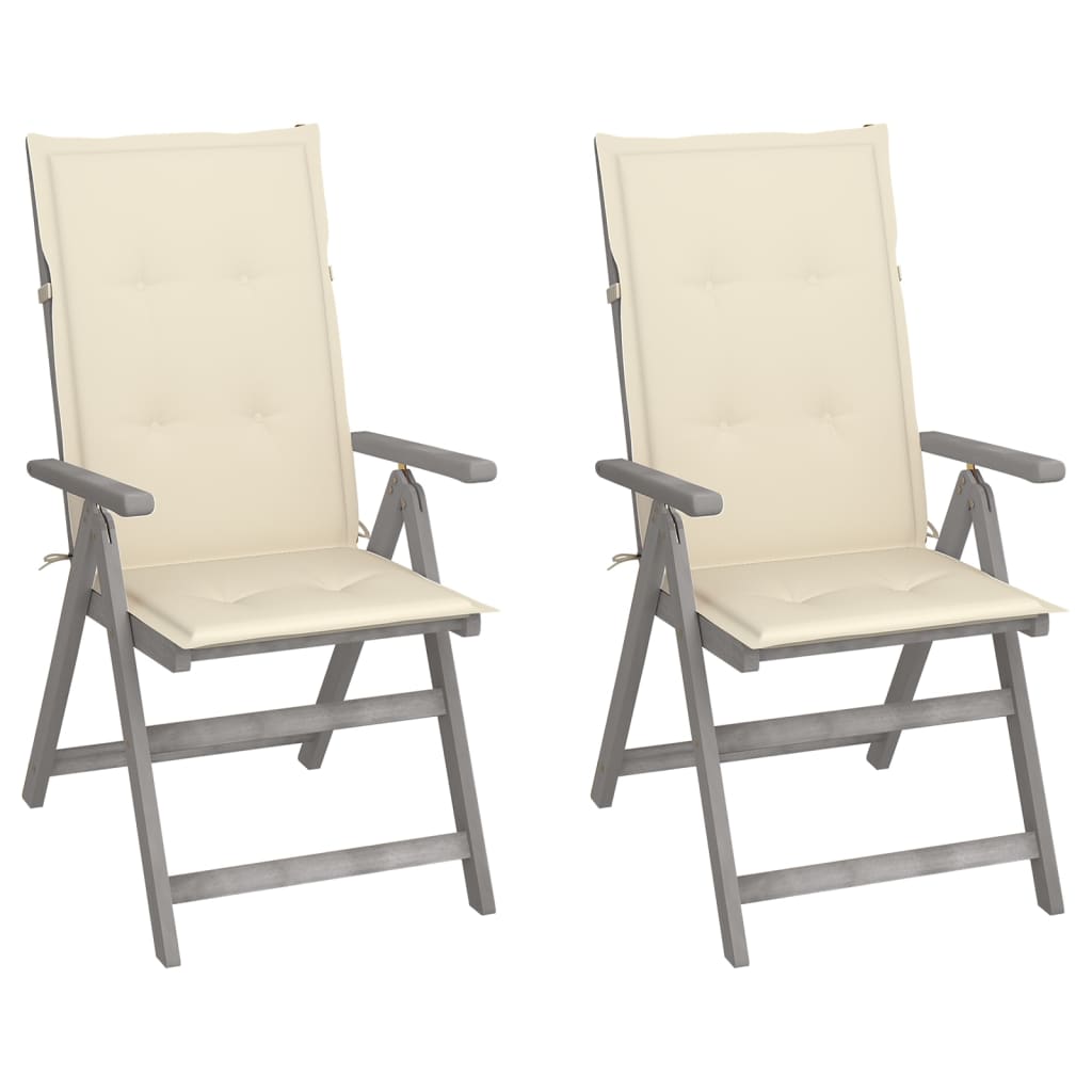 vidaXL Patio Reclining Chairs 2 pcs with Cushions Solid Acacia Wood