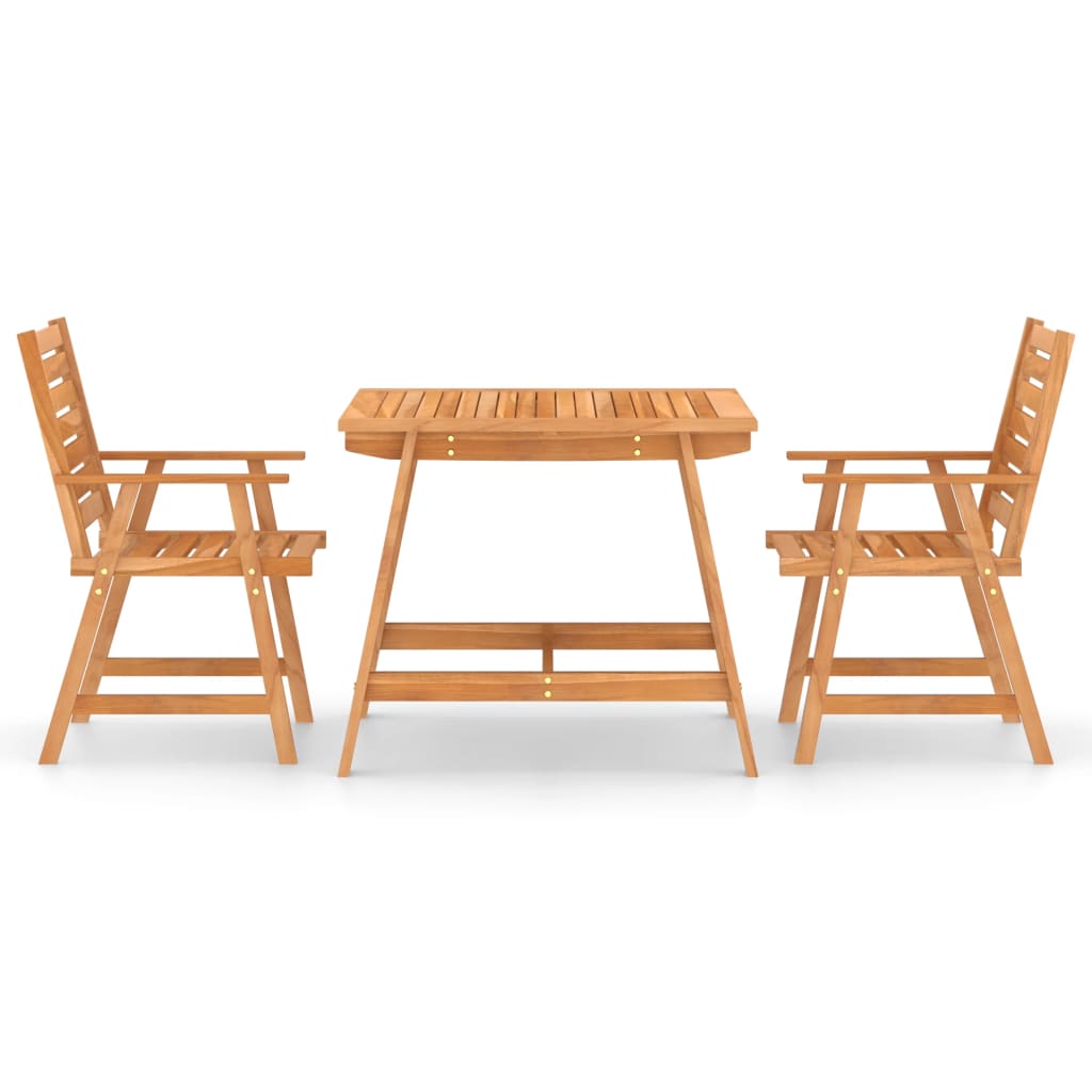 vidaXL 3 Piece Patio Dining Set Solid Acacia Wood