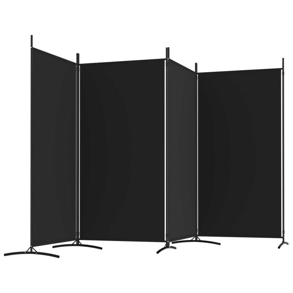 vidaXL 4-Panel Room Divider Black 136.2"x70.9" Fabric