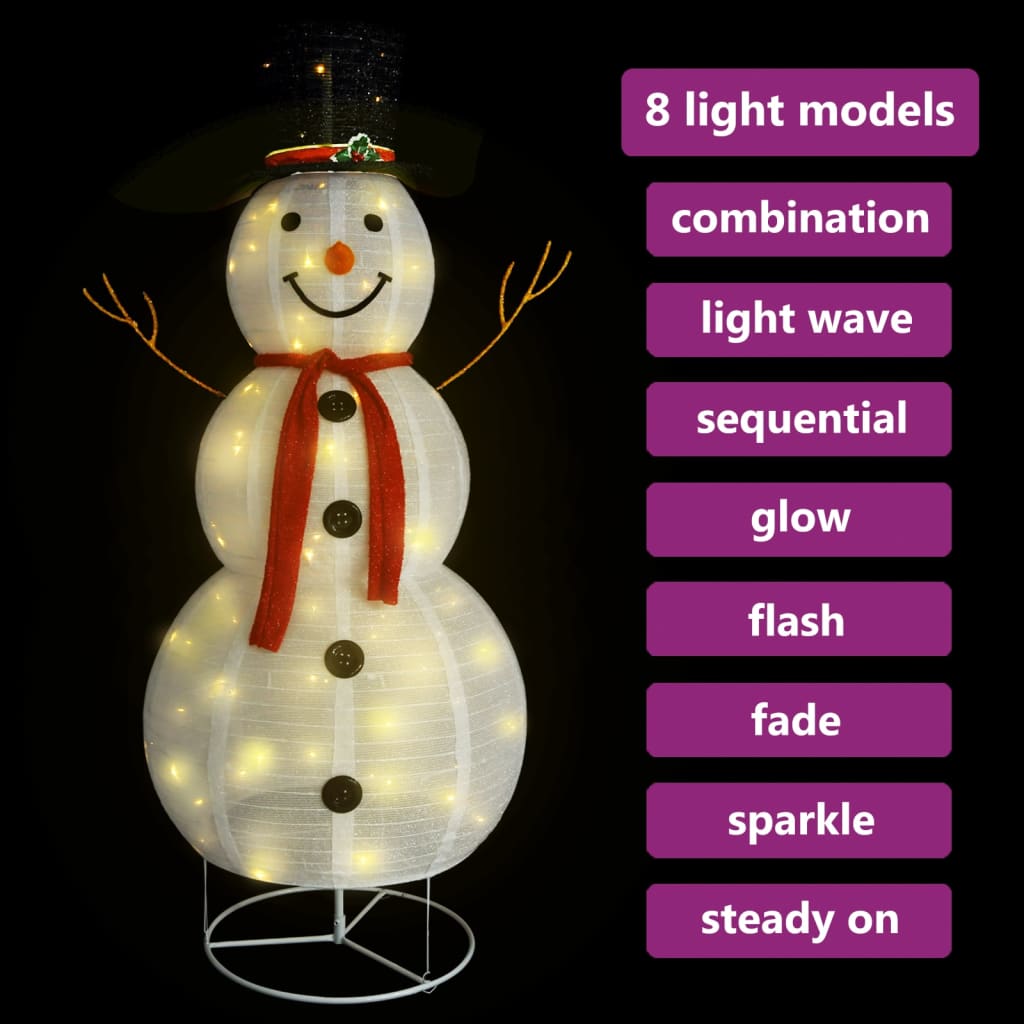 vidaXL Decorative Christmas Snowman Figure LED Luxury Fabric 6 ft