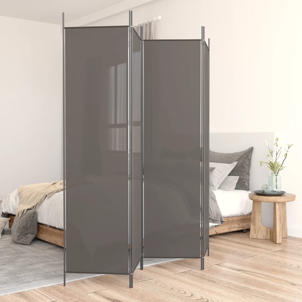 vidaXL 4-Panel Room Divider Anthracite 78.7"x86.6" Fabric