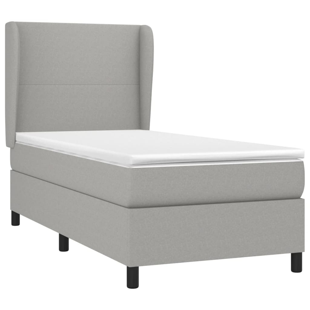 vidaXL Box Spring Bed with Mattress Light Gray Twin Fabric