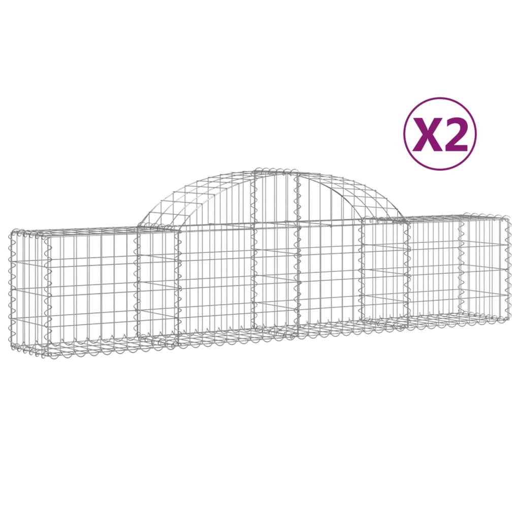 vidaXL Arched Gabion Baskets 2 pcs 78.7"x11.8"x15.7"/23.6" Galvanized Iron