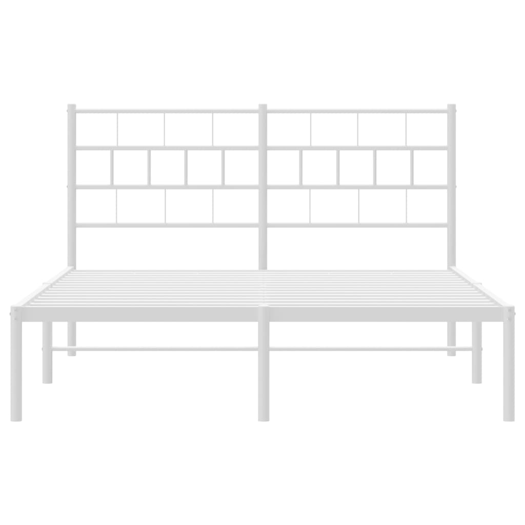 vidaXL Metal Bed Frame without Mattress with Headboard White 59.1"x78.7"