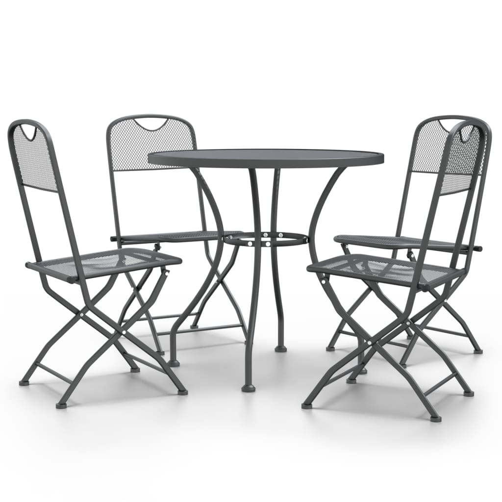 vidaXL 5 Piece Patio Dining Set Expanded Metal Mesh Anthracite