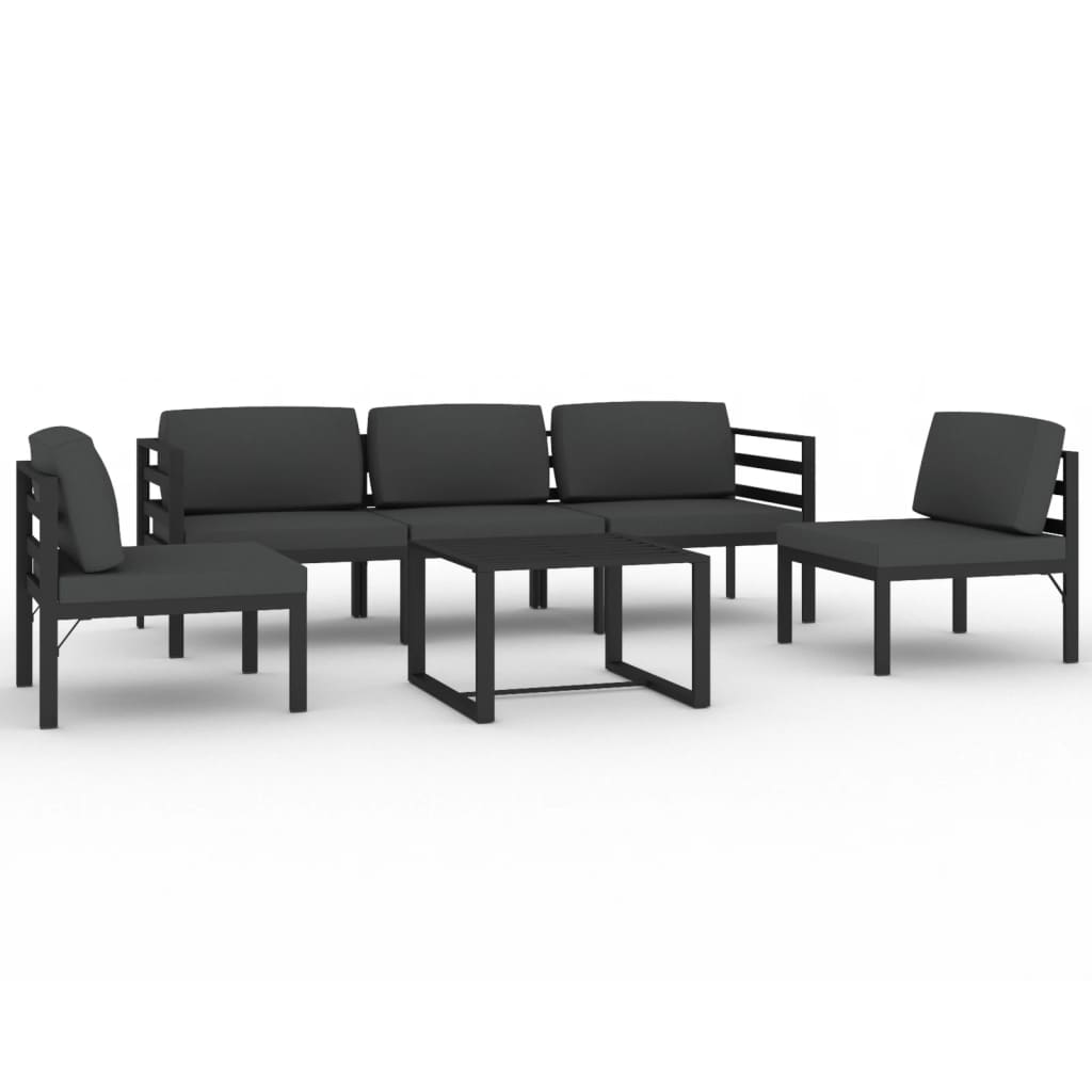 vidaXL 6 Piece Patio Lounge Set with Cushions Aluminum Anthracite