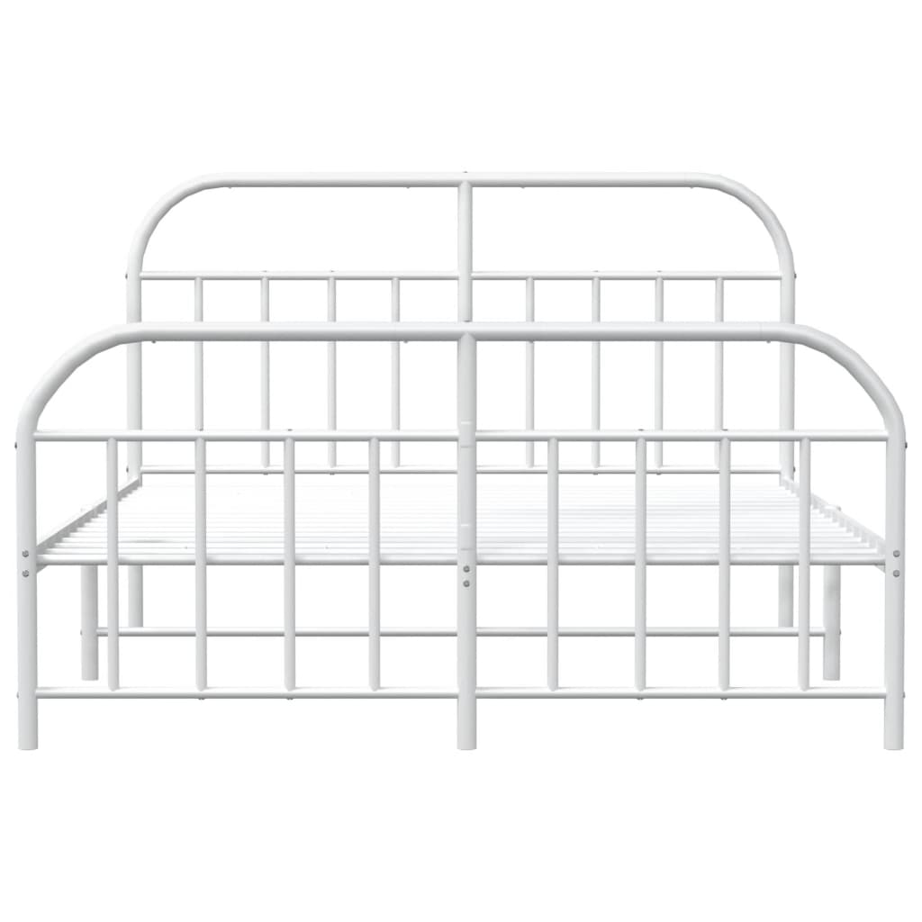 vidaXL Metal Bed Frame without Mattress with Footboard White 72"x83.9"