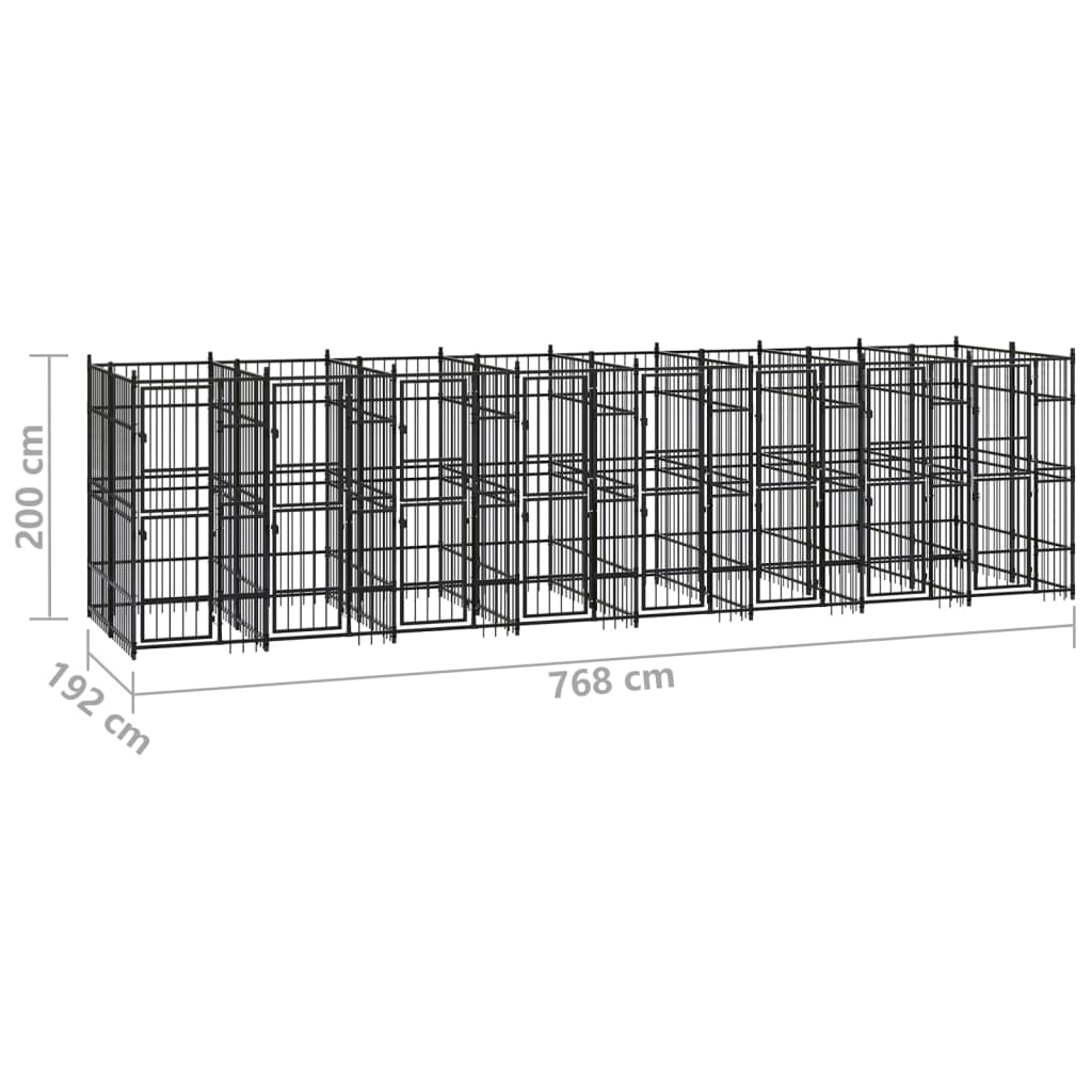 vidaXL Outdoor Dog Kennel Steel 158.8 ft²