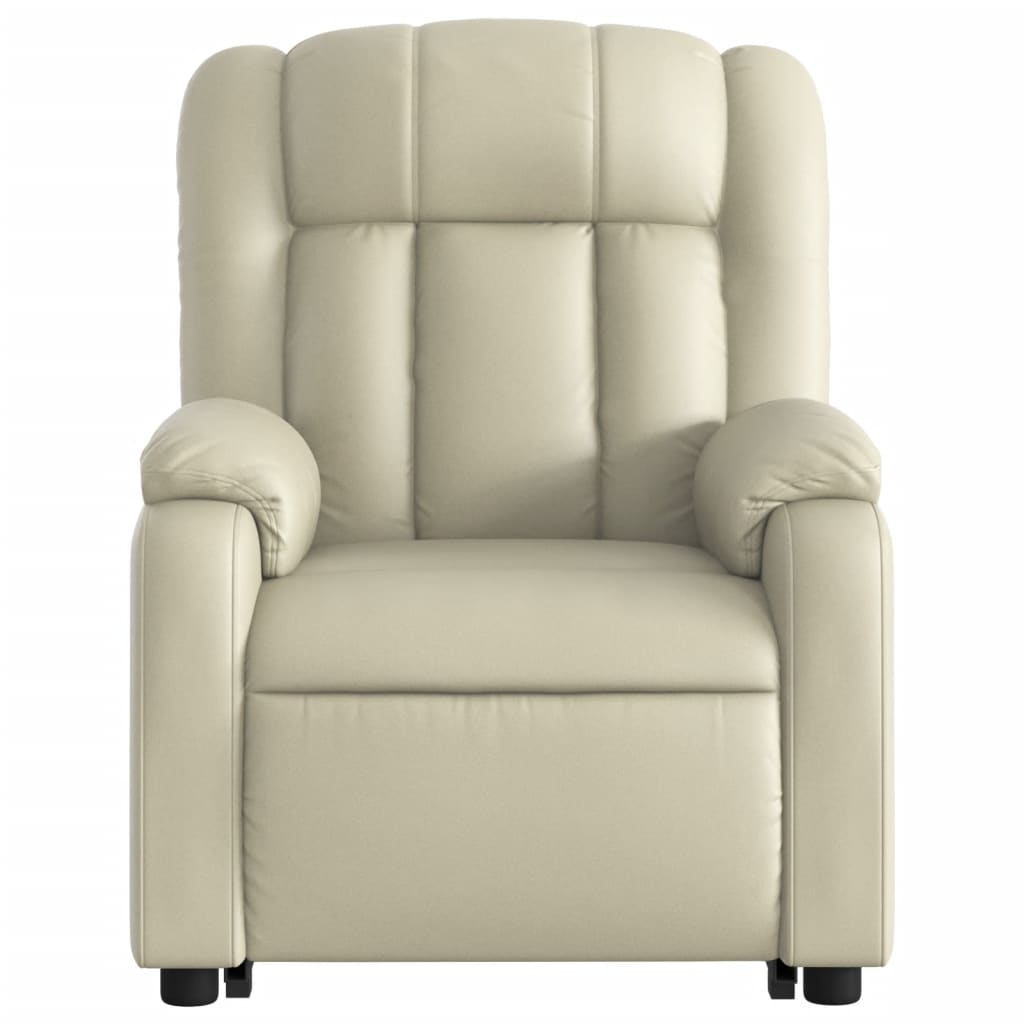 vidaXL Stand up Massage Recliner Chair Cream Faux Leather