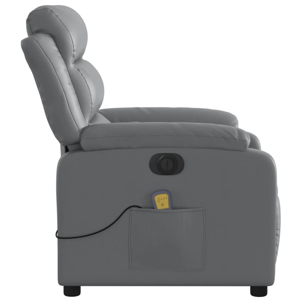 vidaXL Electric Massage Recliner Chair Gray Faux Leather