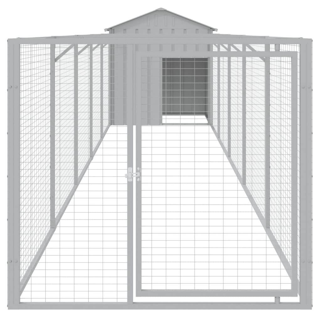 vidaXL Dog House with Roof Light Gray 46.1"x239.8"x48.4" Galvanized Steel