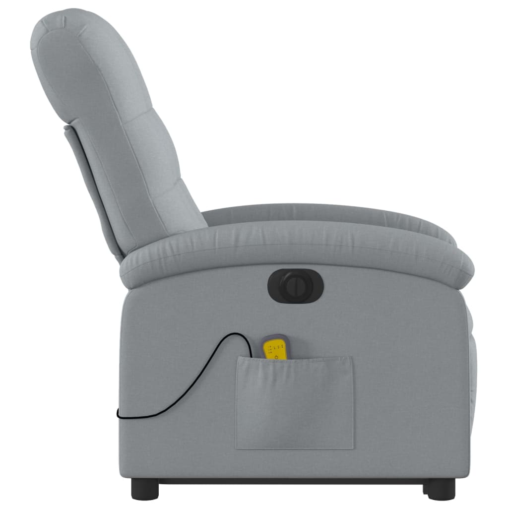 vidaXL Electric Stand up Massage Recliner Chair Light Gray Fabric