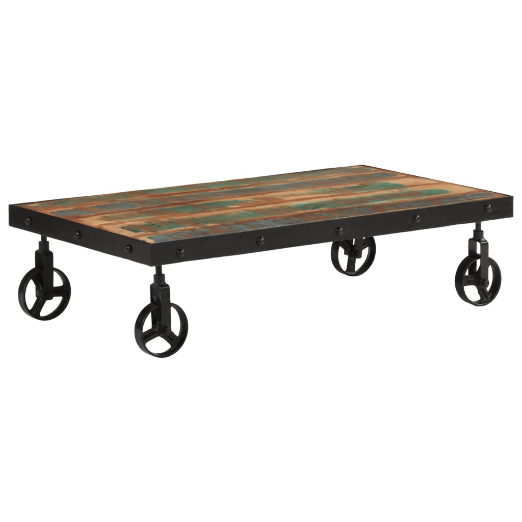 vidaXL Coffee Table with Wheels Solid Reclaimed Wood 39.4"x21.7"x10.2"