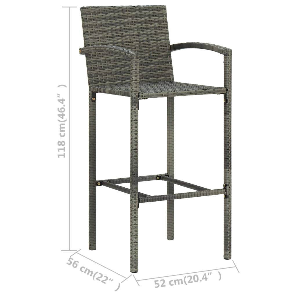 vidaXL 3 Piece Patio Bar Set Gray