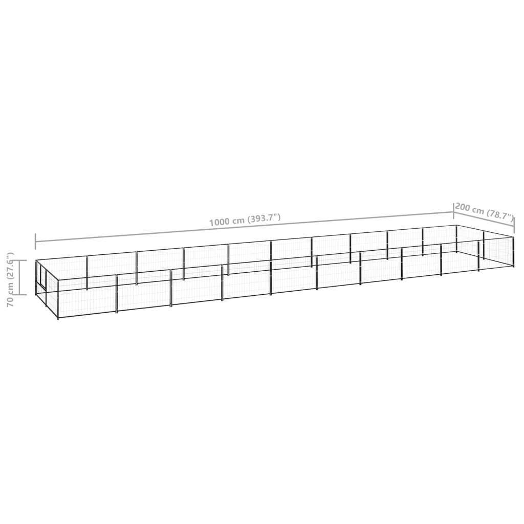 vidaXL Dog Kennel Black 215.3 ft² Steel