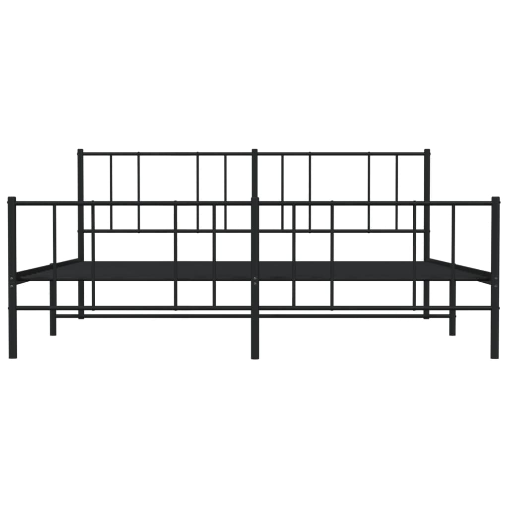 vidaXL Metal Bed Frame without Mattress with Footboard Black 76"x79.9"