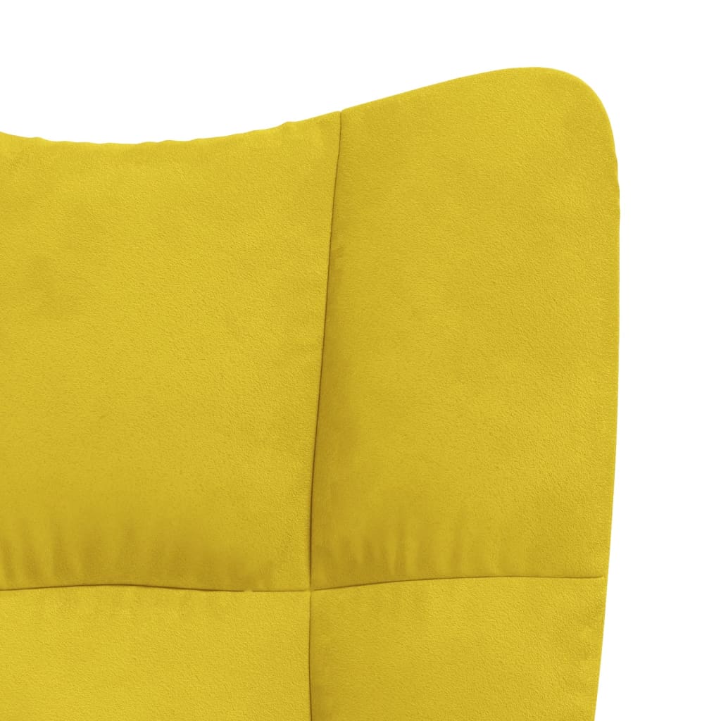 vidaXL Rocking Chair with a Stool Mustard Yellow Velvet