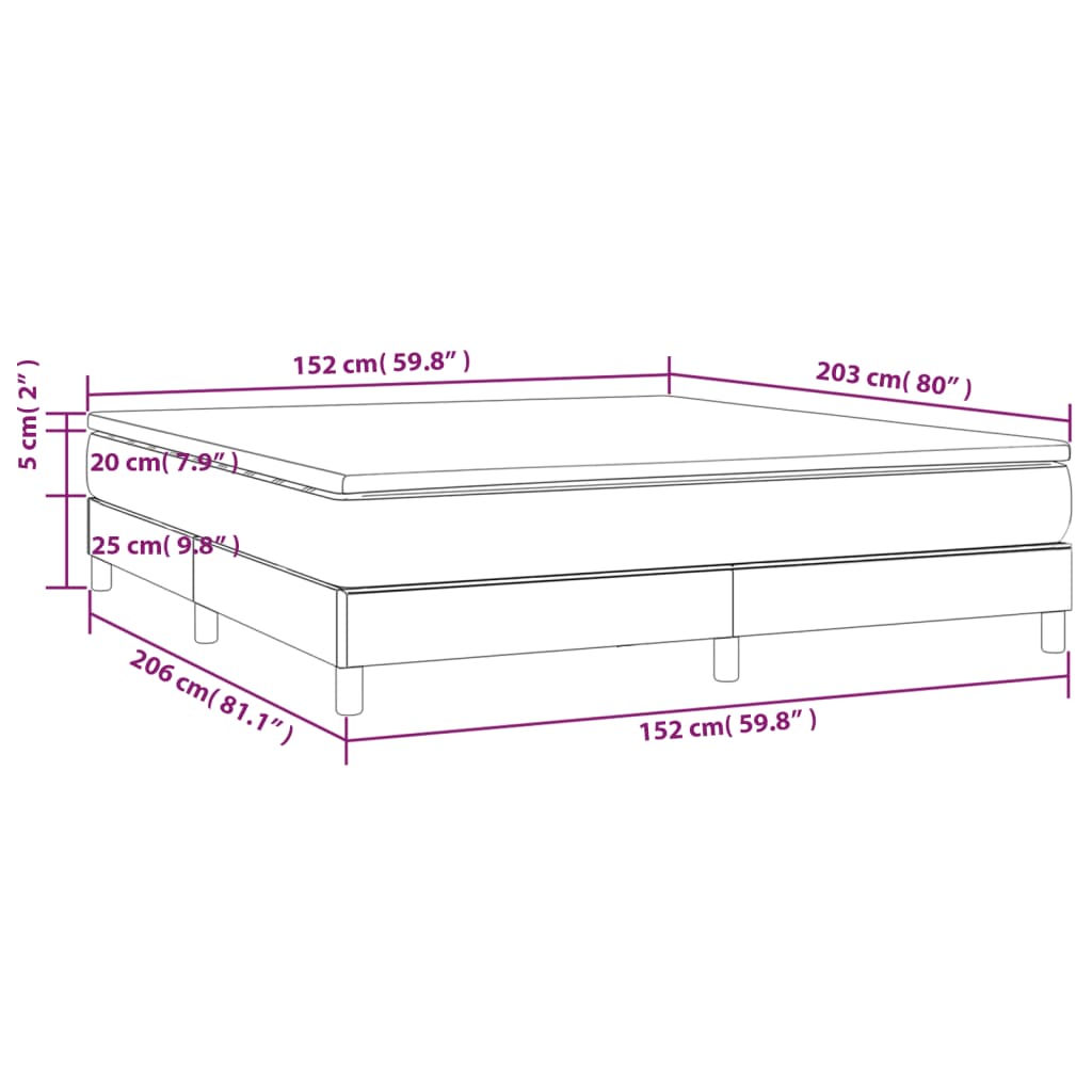 vidaXL Box Spring Bed with Mattress Dark Gray 59.8"x79.9" Queen Fabric