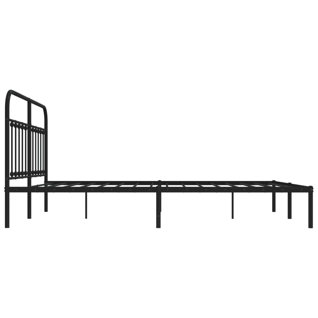 vidaXL Metal Bed Frame without Mattress with Headboard Black 72"x83.9"