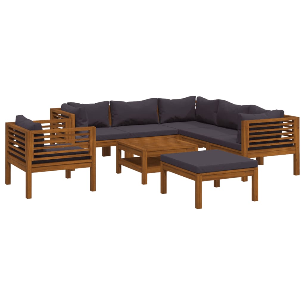 vidaXL 8 Piece Patio Lounge Set with Cushion Solid Acacia Wood